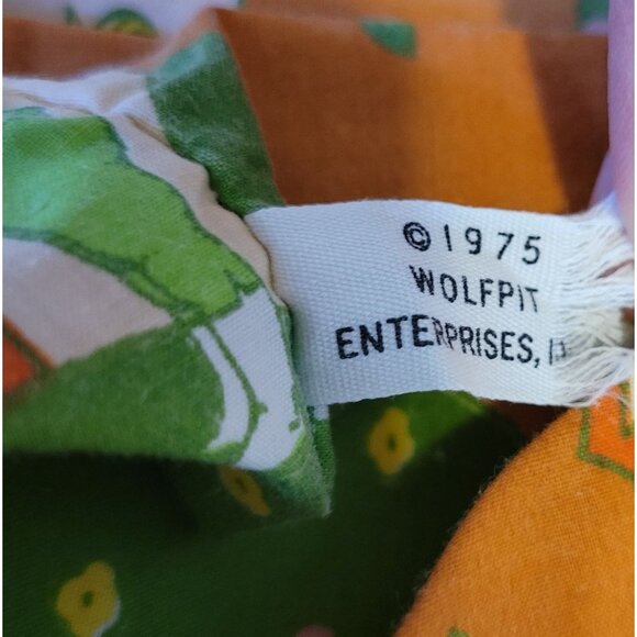 Joan Walsh Anglund Vintage 1975 Utica Twin Flat Fitted Sheet Set Orange Green Do - Picture 4 of 9